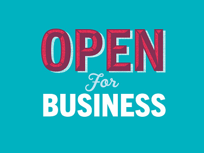 Open For Business blue branding identity open type