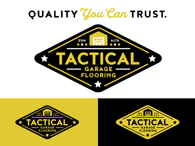Tactical Garage Flooring alberta badge black brand branding edmonton garage home home improvement house icon identity logo yellow