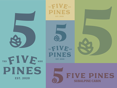 Five Pines Logo alberta blue brand branding design identity logo nature pine tree pinecone