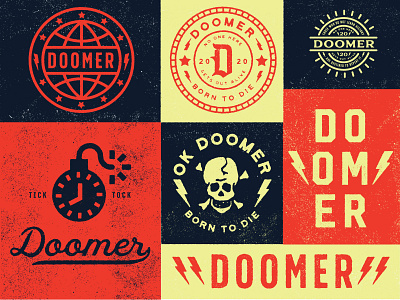 Doomer Brand alberta blue brand branding edmonton icon identity logo red yellow