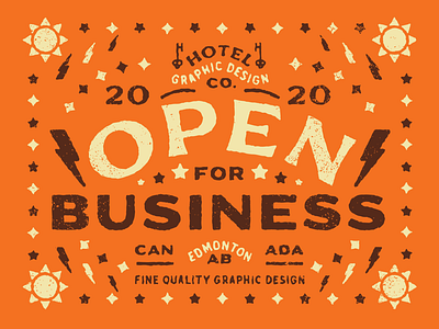 Open For Business brand design edmonton graphic logo pattern stars sun typography