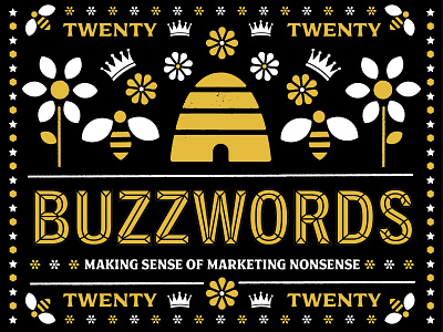 Buzzwords bee black brand edmonton hive icon identity logo marketing pattern queen yellow