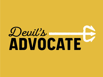 Buzzword: Devil's Advocate black brand branding design devil identity logo pitchfork typography vector yellow