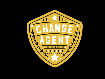 Buzzwords: Change Agent agent badge black brand branding button buzzword identity logo vector yellow