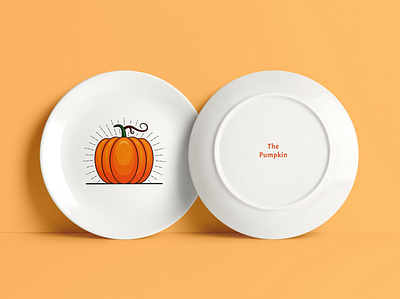 First mockup adobe autumn design food graphic design illustration illustrator mockup photoshop plate pumpkin pumpkins vector vegetable vegetables