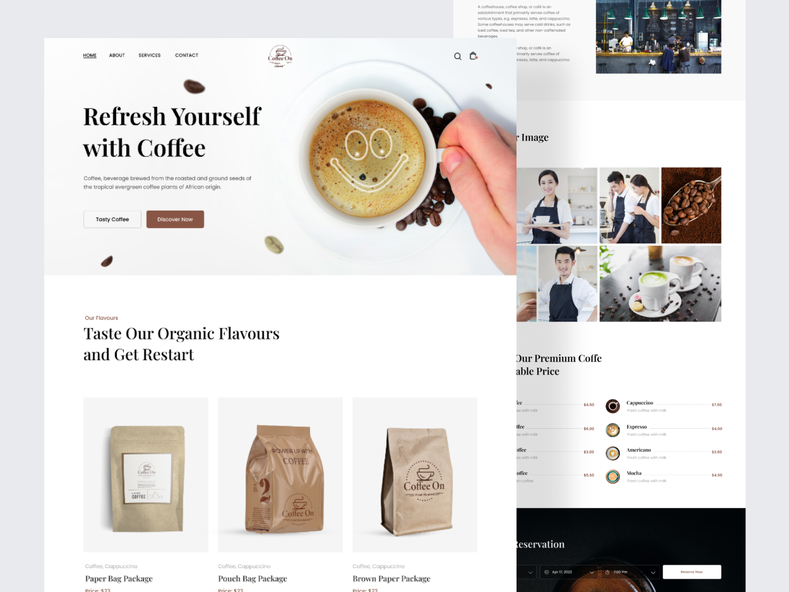 Coffee On - Coffee Shop Landing Page by Raisul Rana on Dribbble