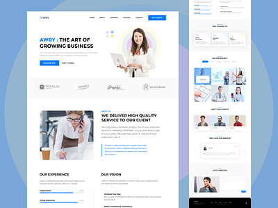 Awry - Corporate Landing Page clean corporate creative homepage landing page landing page design minimal one page product design template theme ui design uiux design web design web page website website design