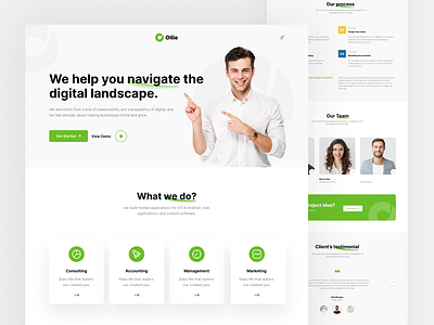 Ollie - Creative Agency Landing Page clean ui creative homepage landing page minimal product design theme ui design uiux design user interface web design website wordpress