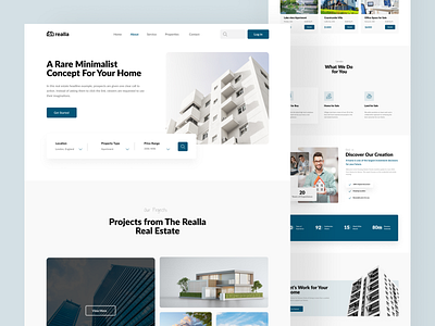 Realla - Real Estate Company Landing Page corporate creative design landing page landing page design minimal product design theme ui design uiux design user experience user interface ux design web design website wordpress