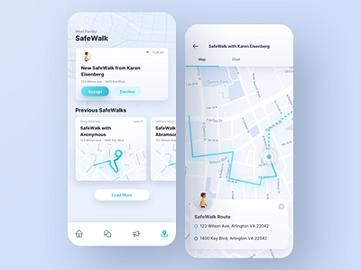 SafeWalk App app branding community design location maps mobile safe safety security sketch ui ux vector walk