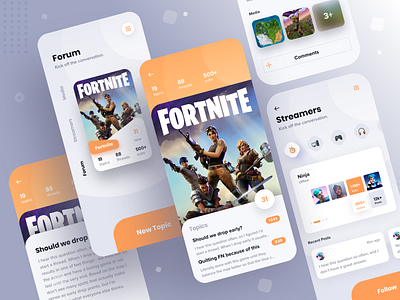 Video Game Forum App V2 app branding design fortnite forum message board mobile product design sketch ui ux videogames