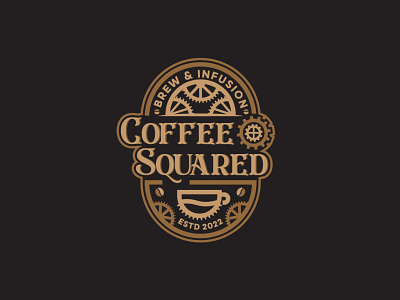 Coffee Squared Brand Identity badge brand identity branding classic creative design graphic design illustration logo steampunk typography vector