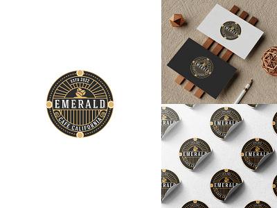 Emerald Cafe brand identity badge brand identity branding cafe california classic coffee creative design graphic design illustration logo lounge