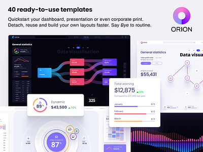 Orion / ready-to-use template analytics chart chart dark ui dashboard data data vusialisation desktop product template ui kit