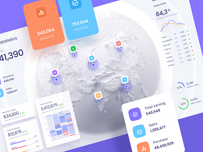 Map dataviz template analytics chart dark ui dashboard data data vusialisation dataviz desktop infographic product saas template