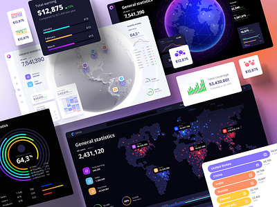 Datavisualization UI kit for Figma analytics dashboard app charts components desktop figma design library map mapping mobile planets product saas statistical analysis services template template design ui design ui kit widgets