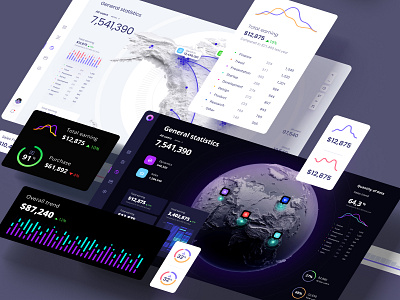 Data visualization templates on maps / locations / planets analytic chart charts component copmare charts data data science data vusialisation dataviz location location pin location tracker locations neurology planet planet earth saas space template trend