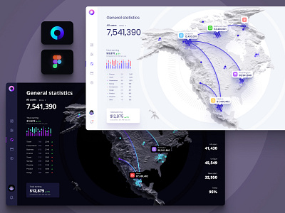 Template of data visualization on the world map by Alien pixels for ...