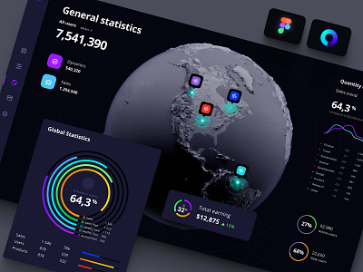 Global data on the map / Orion UI kit