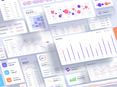 Perfectly organized library of widgets for data visualization app cards charts code dashboard dataviz design system figma infographic library line chart pitch saas service statistic template tiles uicomponents variants widgets