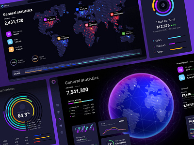 Ready-to-use templates for data presentation analytic chart charts components dark dashboard dataviz desk detaviz global hex infographic local map neon pitch planet presentation statistic template
