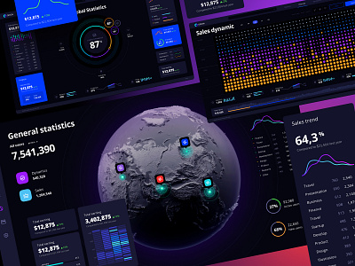 Orion UI kit - Data map visualisation / Dark theme dashboard no code template