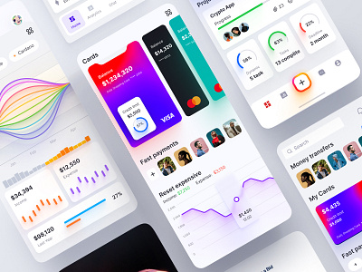 Banking / Investments / Budgets mobile templates. Eclipse UI analytics androiod app banking bitcoin budget chart charts coins credit crypto dashboard dataviz desktop investments ios mobile product statstic template