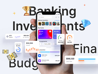 Banking / Investments / Crypto mobile templates android app banking budget chart charts coins crypto dashboard dataviz design desktop finance investments ios mobile money saas statistic template