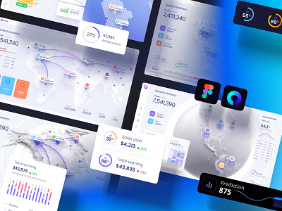 Orion UI kit - Charts templates & infographics in Figma bar chart chart circle chart cloud cyber dark dashboard dataviz desktop global indicators infographic light line chart planet saas statistic tech template ui