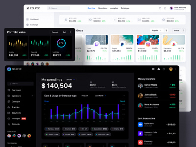 Templates for Startups / Eclipse UI KIT code components dark dashboard develop finance investments kanban light statistic task tracker