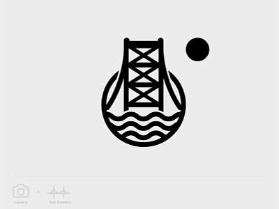 City Photography Logo ben franklin brand branding bridge geometry identity logo mark minimal river symbol vector water