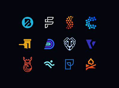 Logo Designs - 2020 b boost branding c cell crabs d f fire icon law lion logo p running software stem technology v waves