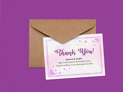 Thank you card design card card design creative design envelope illustrator postcard print purple thank you typography vector violet