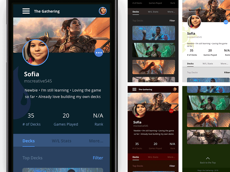 Daily UI Challenge - Day 06: User Profile card games daily ui design gamer magic the gathering phone app ui design user profile