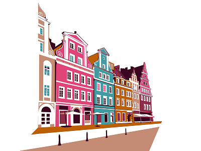 Wroclaw streets, vector illustration city illustration illustrator street vector vivid wroclaw