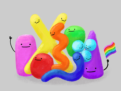 Pride colors fun happy human rights illustration lgbtq peace pride rainbow shapes together tolerance