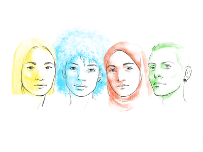 Women america american diverse diversity gender illustration portrait realistic sisterhood social justice women