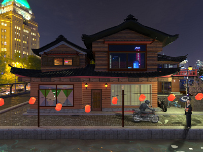 Machiya House in Kawasaki City 3d modeling render