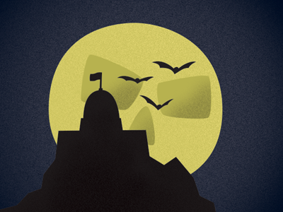 Spooky Capitol Building illustration moon texture vector