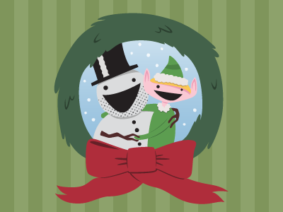 Holiday Cheer elf holiday illustration snowman vector wreath