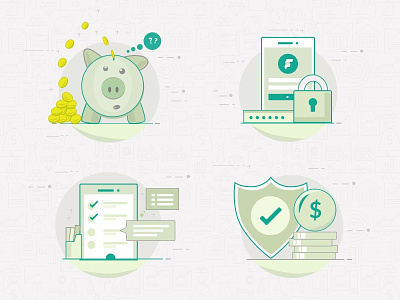 Icons for financial control app app check coin control finance financial icons illustration mobile pork security shield