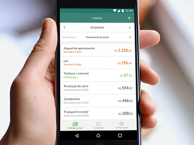 Expense list for financial control app