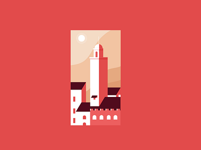 San Gimignano Tower city colors icon italy simple tower vector