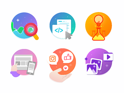 Digital Agency Website Icons branding gradient icon icons idea photography seo social media web