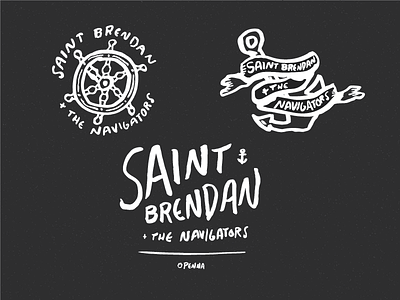 Saint Brendan + The Navigators anchor hand drawn illustration nautical philadelphia ship vector