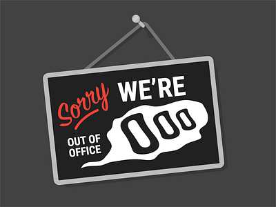 OOO ghost illustration out of office pto typography
