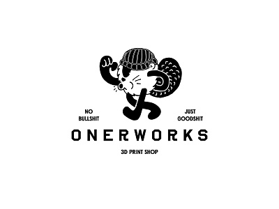 Onerworks Lockup 3d printing beaver identity identity design illustration mascot raleigh