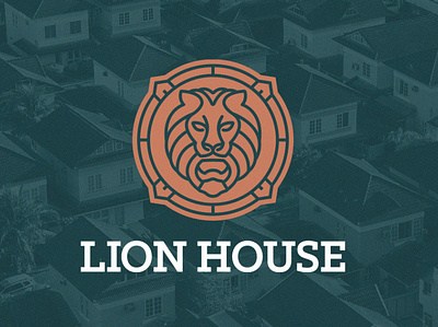 Lion House Logo animal branding custom design font head icon logo vector