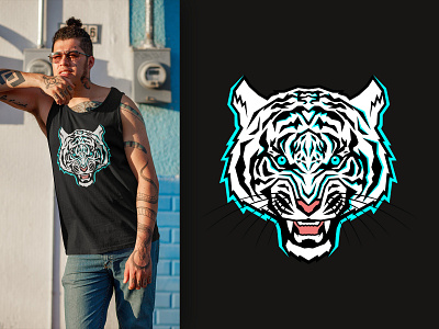 White Tiger Shirt Logo animal custom design illustration logo shirt shirt design shirt mockup tank top tiger vector