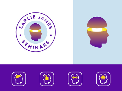 Earlie James Seminar Logo brain brand brand identity character coach custom design head icon illustration logo mind seminar teach typography vector